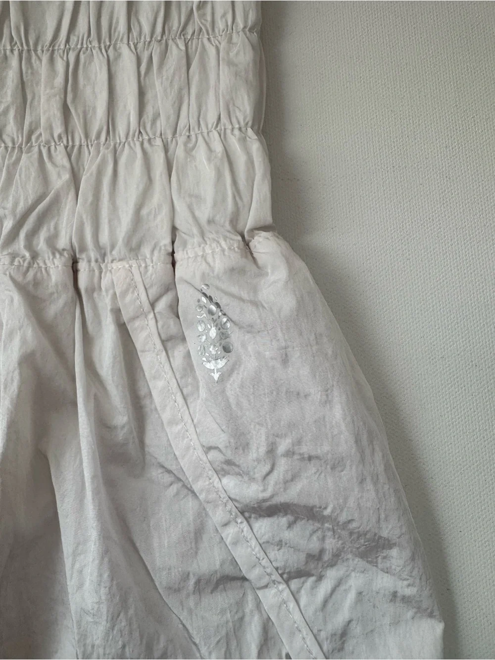 Free People Movement High Rise Smocked Running Shorts | White & Pink | Size S